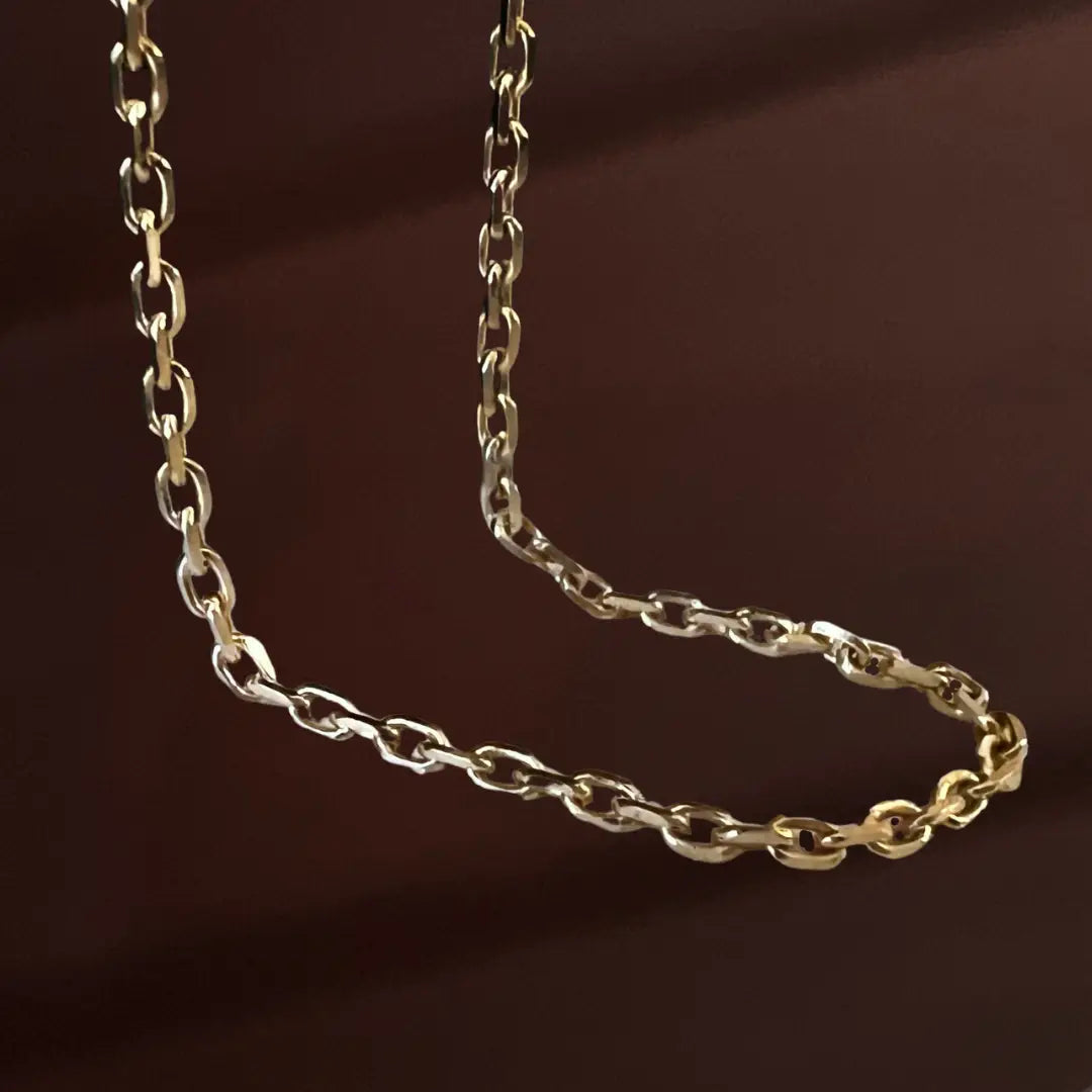 14K Solid Gold Cartier Style Diamond Cut Anchor Necklace Chain in 1mm and 1.5mm 18 inches EADN Lab-Grown USA, Canada, UK, Europe, EU,