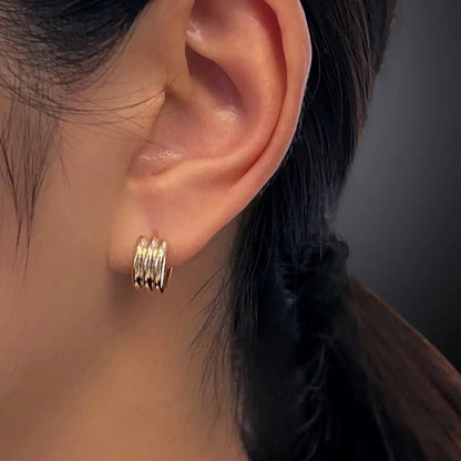 14K Solid Gold Triple Round Hoop Earrings EADN Lab-Grown Diamond USA, Canada, UK, Europe, EU, Australia, New Zealand, SG